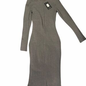 Fashion Nova Pour Some Wine Sweater Midi Dress Charcoal Gray Size Small NWT